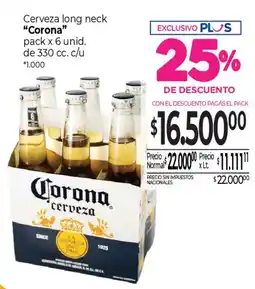 La Anonima Corona cerveza long neck oferta