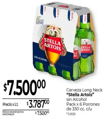 La Anonima Stella artois cerveza long neck sin alcohol oferta