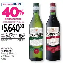 La Anonima Carpano vermouth rosso/ bianco oferta