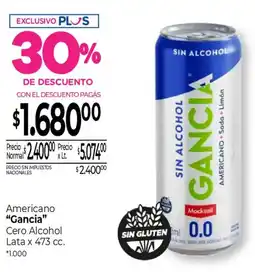 La Anonima Gancia americano cero alcohol lata oferta