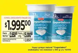 La Anonima Yogurísimo yogur griego natural endulzado/ sin endulzar oferta