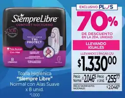 La Anonima Siempre libre toalla higiénica normal con alas suave oferta