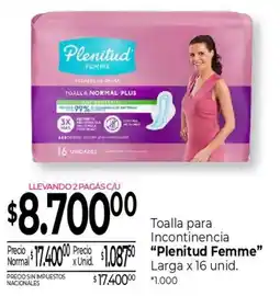 La Anonima Plenitud femme toalla para incontinencia larga oferta