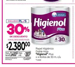 La Anonima Higienol papel higiénico doble hoja plus oferta