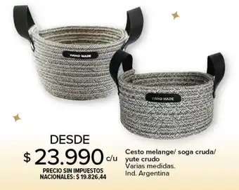 Cesto melange/ soga cruda/ c/u yute crudo