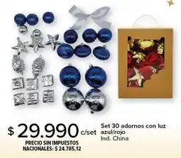 Carrefour Set 30 adornos con luz azul/rojo oferta