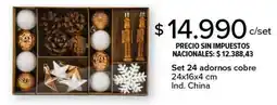 Carrefour Set 24 adornos cobre oferta