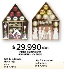 Carrefour Set 18 adornos deco rojo caja oferta