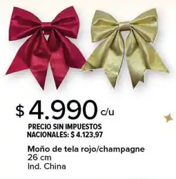 Carrefour Moño de tela rojo/champagne oferta