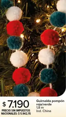 Carrefour Guirnalda pompón roja/verde oferta