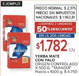 Carrefour Taragüí yerba mate con palo origen controlado oferta