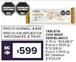 Carrefour Bulnez tableta con maní semiblando oferta