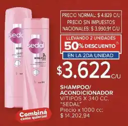 Carrefour Sedal shampoo/ acondicionador v/tipos oferta