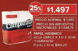 Carrefour Campanita papel higiénico hoja simple oferta