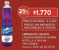 Carrefour Procenex limpiador líquido lavanda/marina/jazmin botella oferta