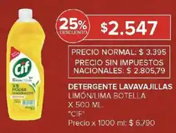 Carrefour Cif detergente lavavajillas limón/lima botella oferta