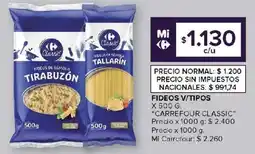 Carrefour Carrefour classic fideos v/tipos oferta
