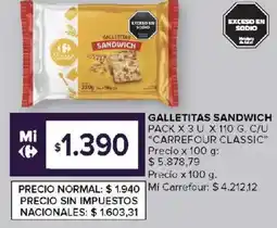 Carrefour Carrefour classic galletitas sandwich oferta