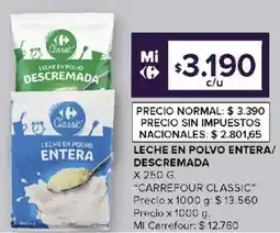 Carrefour Carrefour classic leche en polvo entera/ descremada oferta