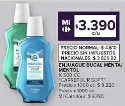 Carrefour Carrefour soft enjuague bucal menta/ mentol oferta
