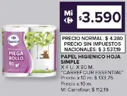 Carrefour Essential carrefour papel higienico hoja simple oferta