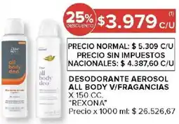 Carrefour Rexona desodorante aerosol all body v/fragancias oferta