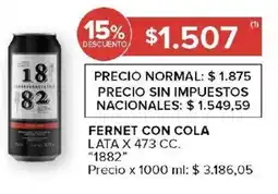 Carrefour 1882 fernet con cola lata oferta