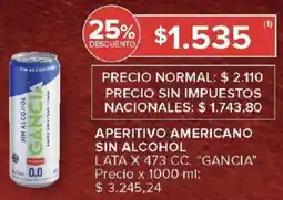 Carrefour Gancia aperitivo americano sin alcohol lata oferta