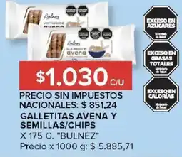 Carrefour Bulnez galletitas avena y semillas/chips oferta