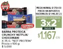 Carrefour Not protein barra proteica crunchy netflix/ chocomani oferta