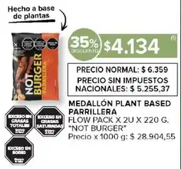 Carrefour Not burger medallón plant based parrillera flow oferta