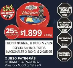 Carrefour La paulina queso pategrás horma oferta