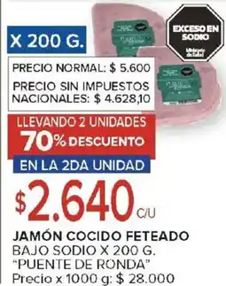 Carrefour Puente de ronda jamón cocido feteado bajo sodio oferta