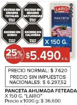 Carrefour Lario panceta ahumada feteada oferta