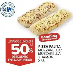 Carrefour Pizza palita muzzarella/ muzzarella y jamón oferta
