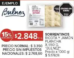Carrefour Bulnez sorrentinos ricota y jamón plancha oferta