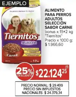 Carrefour Tiernitos alimento para perros adultos selección sabor carne bonus oferta