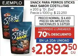 Carrefour Dr. zoo snack para perros sticks max sabor costillitas oferta