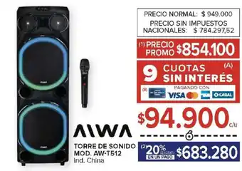 Carrefour AIWA torre de sonido oferta