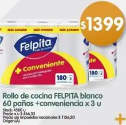 Supermercados Buenos Días Felpita rollo de cocina blanco oferta