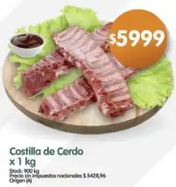 Supermercados Buenos Días Costilla de cerdo oferta