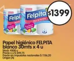 Supermercados Buenos Días Felpita papel higiénico blanco oferta