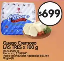 Supermercados Buenos Días Las tres queso cremoso oferta