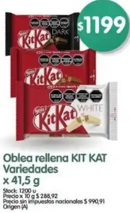 Supermercados Buenos Días Kit kat oblea rellena variedades oferta