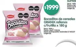 Supermercados Buenos Días Granix bocaditos de cereales rellenos c/frutilla oferta