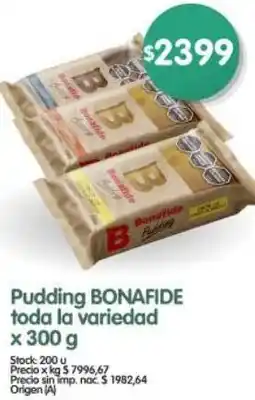 Supermercados Buenos Días Bonafide pudding toda la variedad oferta