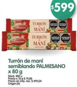 Supermercados Buenos Días Palmesano turrón de maní semiblando oferta