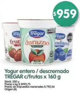 Supermercados Buenos Días Tregar yogur entero/descremado c/frutas oferta