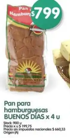 Supermercados Buenos Días Buenos días pan para hamburguesas oferta