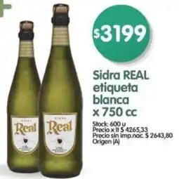 Supermercados Buenos Días Real sidra etiqueta blanca oferta